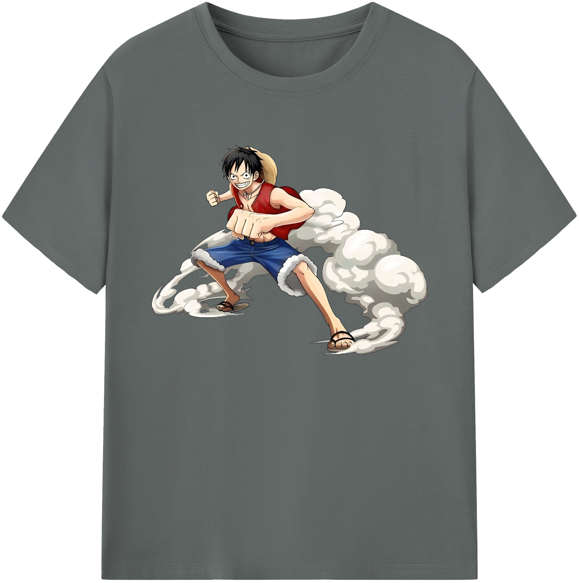 ワンピース モンキー・D・ルフィ ONE PIECE Monkey D. Luffy 綿100％ メンズ半袖Tシャツ｜肌触りやわらか＆通気性